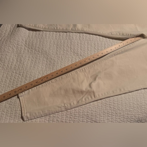 Loft Cream Button Front High Waist Skinny Ankle Jeans Sz 32/14 - Picture 11 of 11